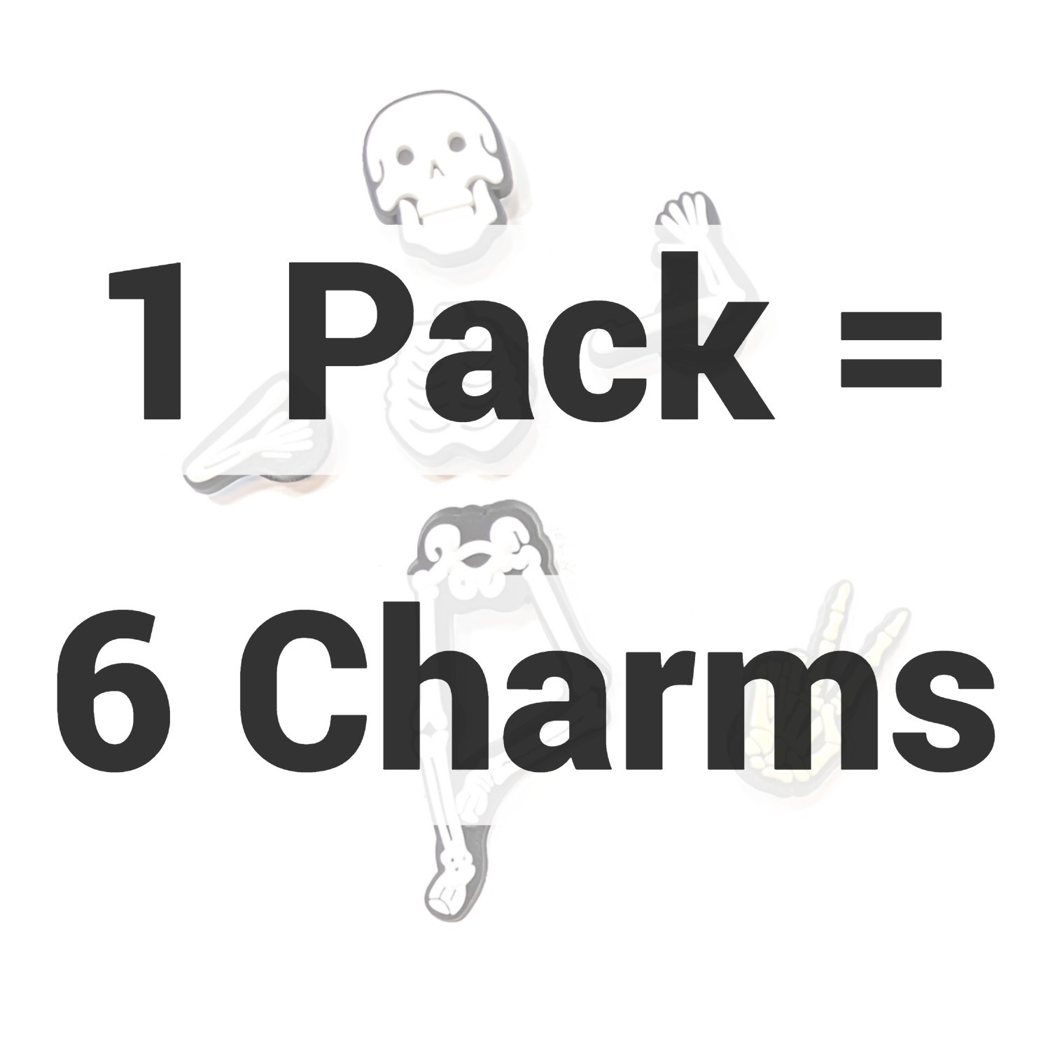 SKELETON SHOE CHARMS (Pack of 6) Fun Set Halloween/All Occasions (Fits Crocs)