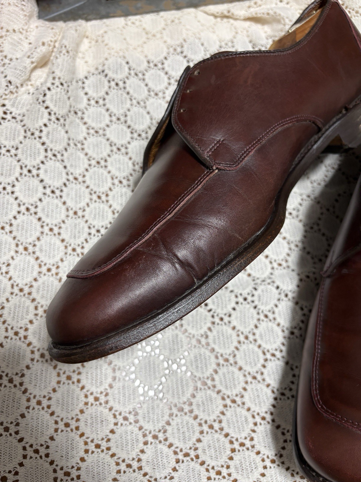 Allen Edmonds Burton 10d Brown Leather Oxfords Apron Toe 1132 USA