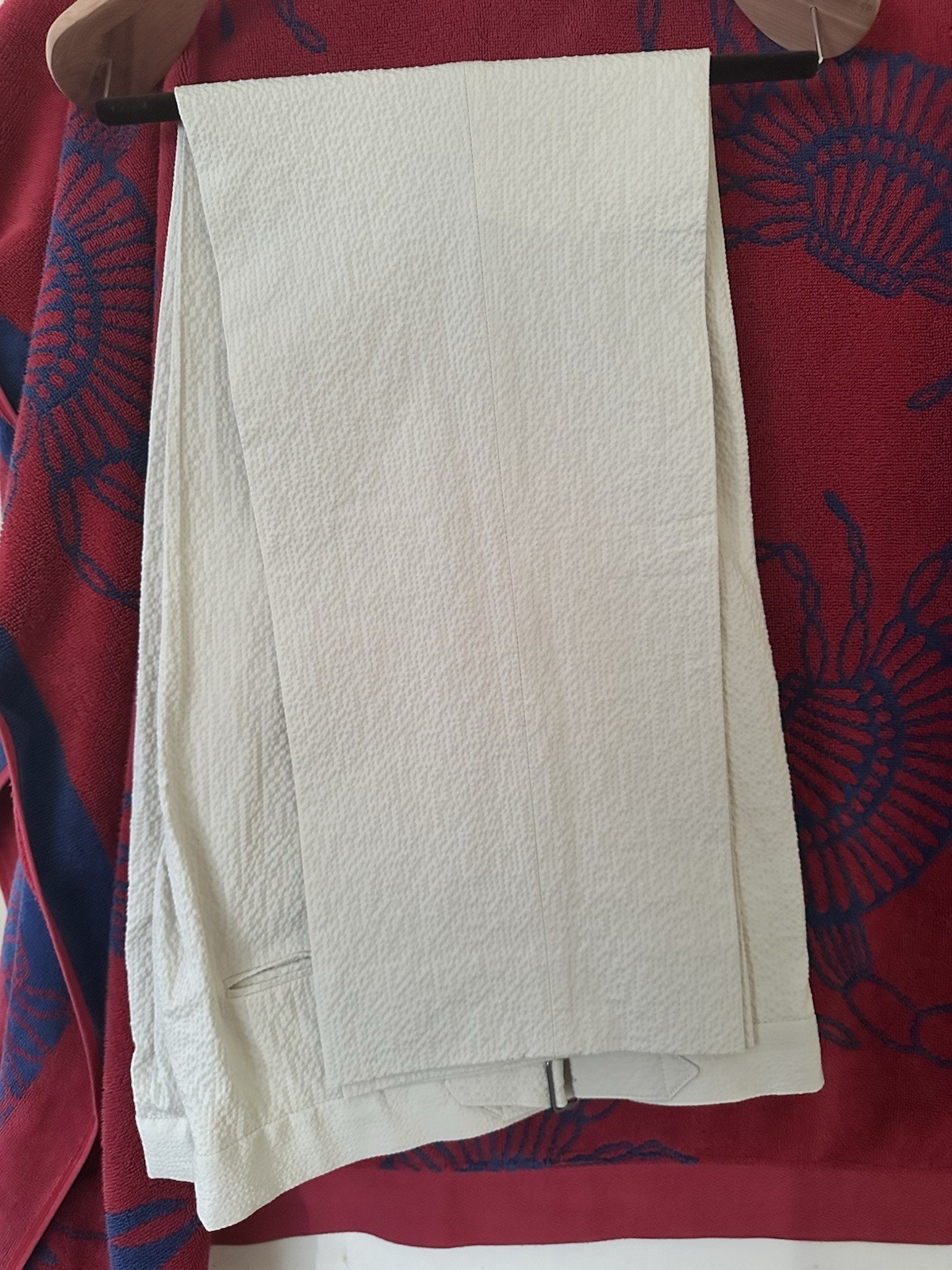 Todd Snyder Double-Breasted Cream Seersucker Men’s Suit 44R 38×32 2 Piece