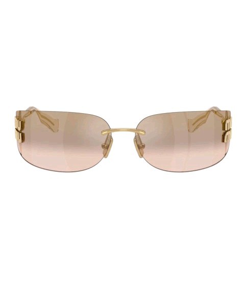 Miu Miu MU A51S 5AK20P Unisex Rectangle Sunglasses in Gold with Brown Lens 100%