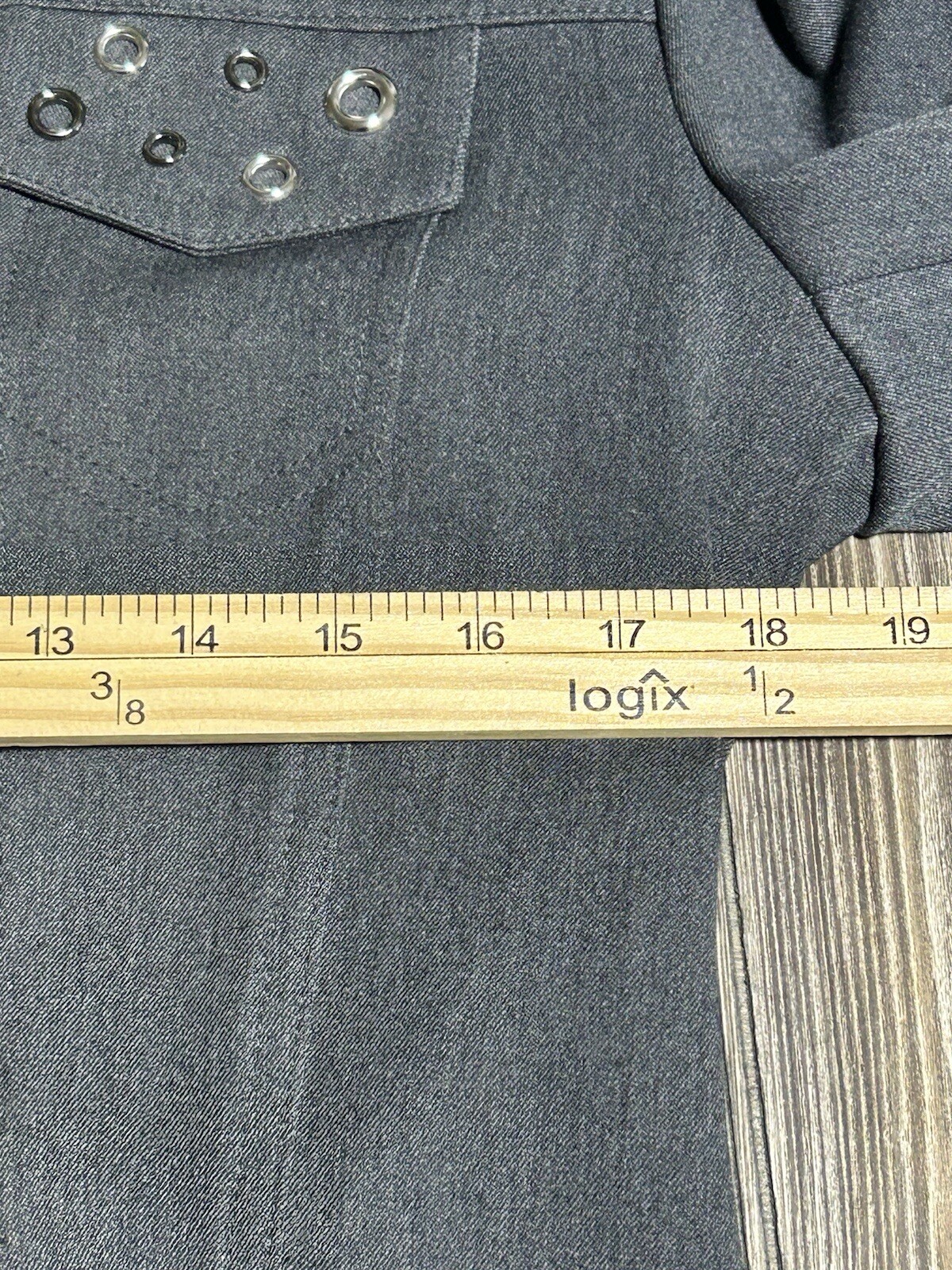 St John Sport Blazer Jacket By Marie Gray Charcoal Gray With Grommets Size Sm