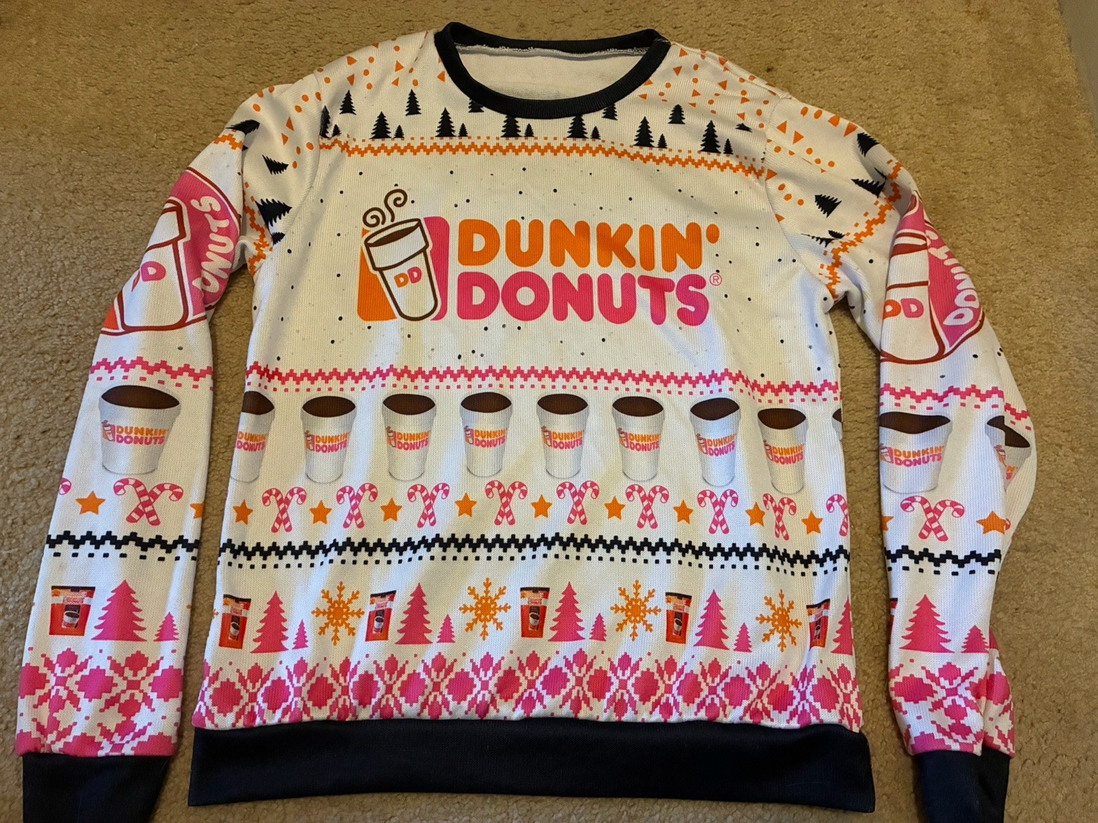 Dunkin Donuts Coffee Holiday Ugly Sweater Size Medium