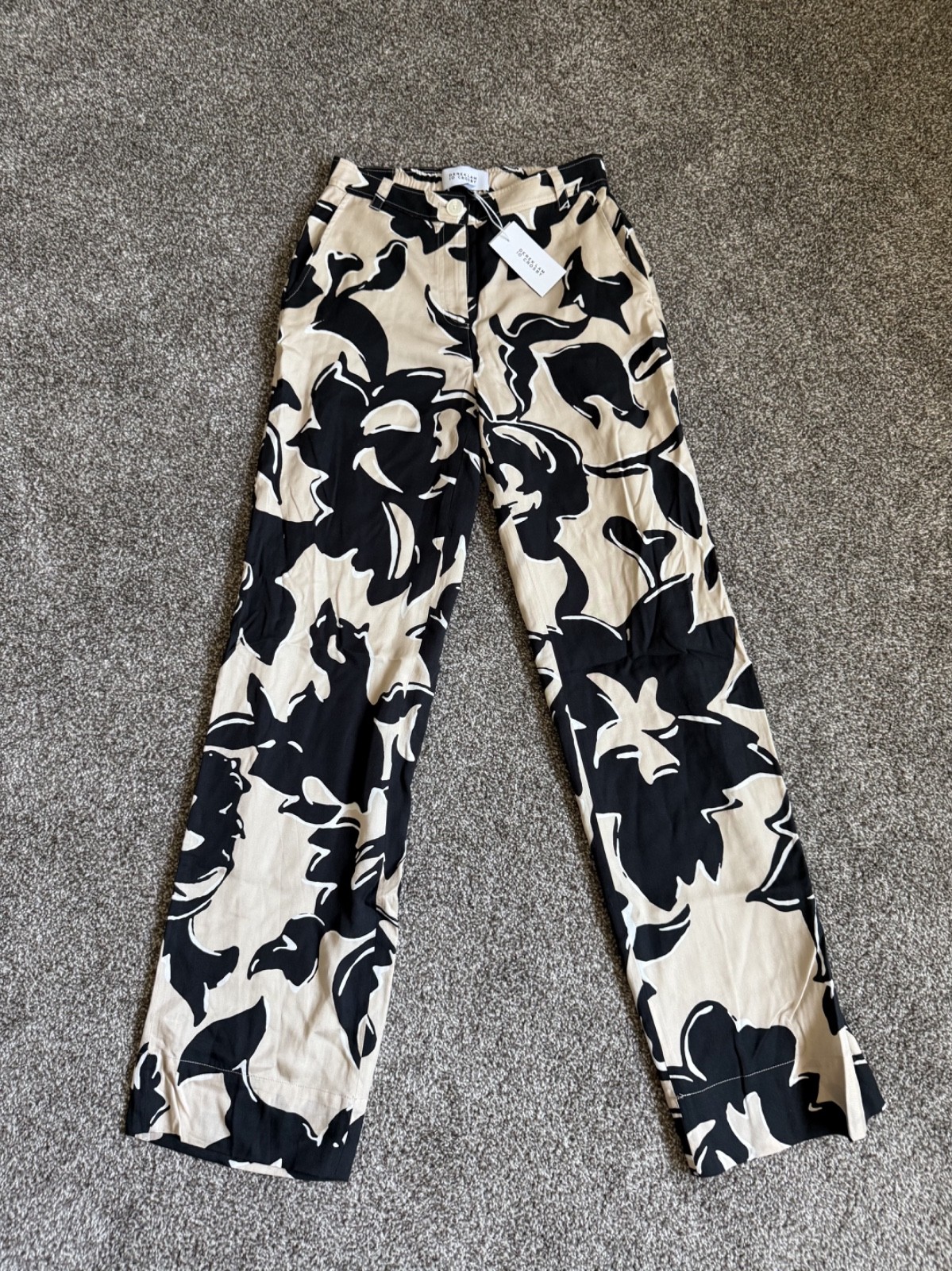 Derek Lam 10 Crosby Designer Slacks Cream & Black Wide-Leg Women’s Size 2