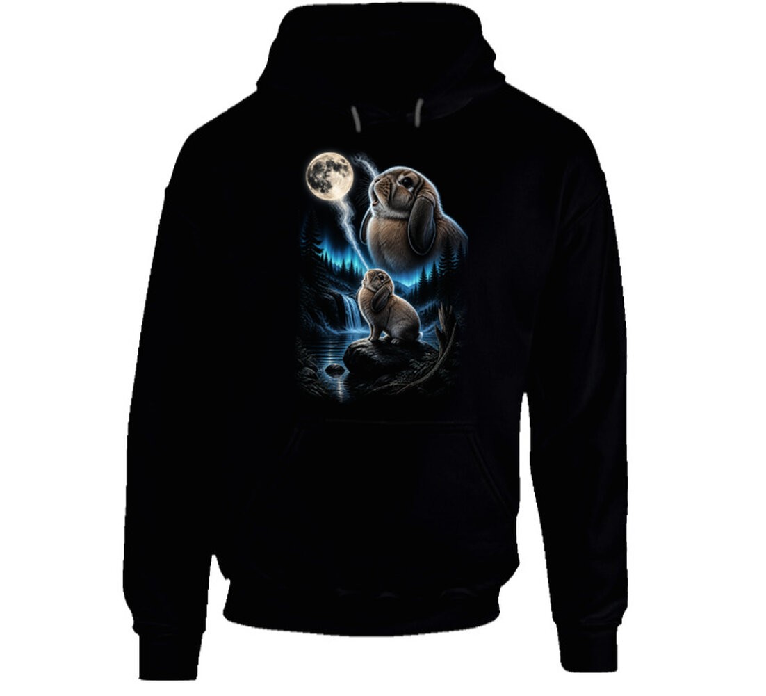 Holland Lop Rabbit Howling at the Moon T Shirt