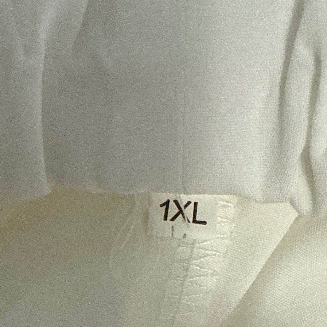 White Black Trim 2 Piece Lounge Set Short Sleeve Top Wide Leg Pants 1XL