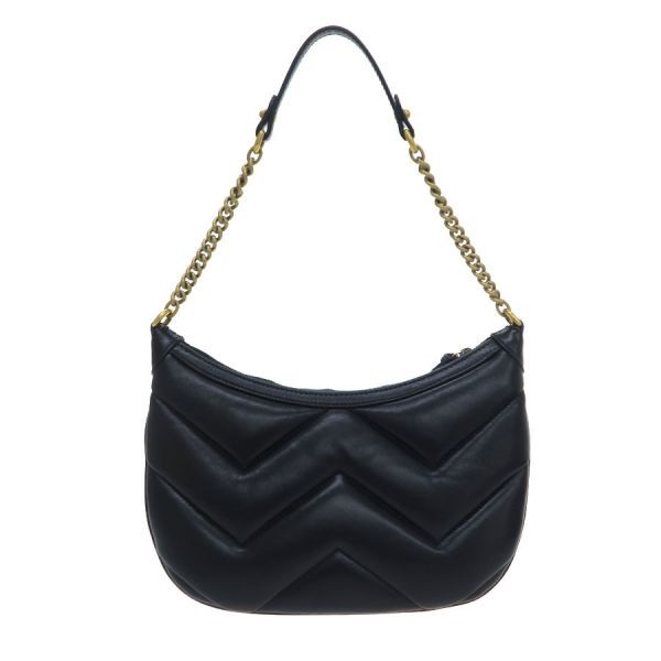 Gucci GG Marmont Chevron Quilted Black Calf Leather Small Shoulder Bag 777263