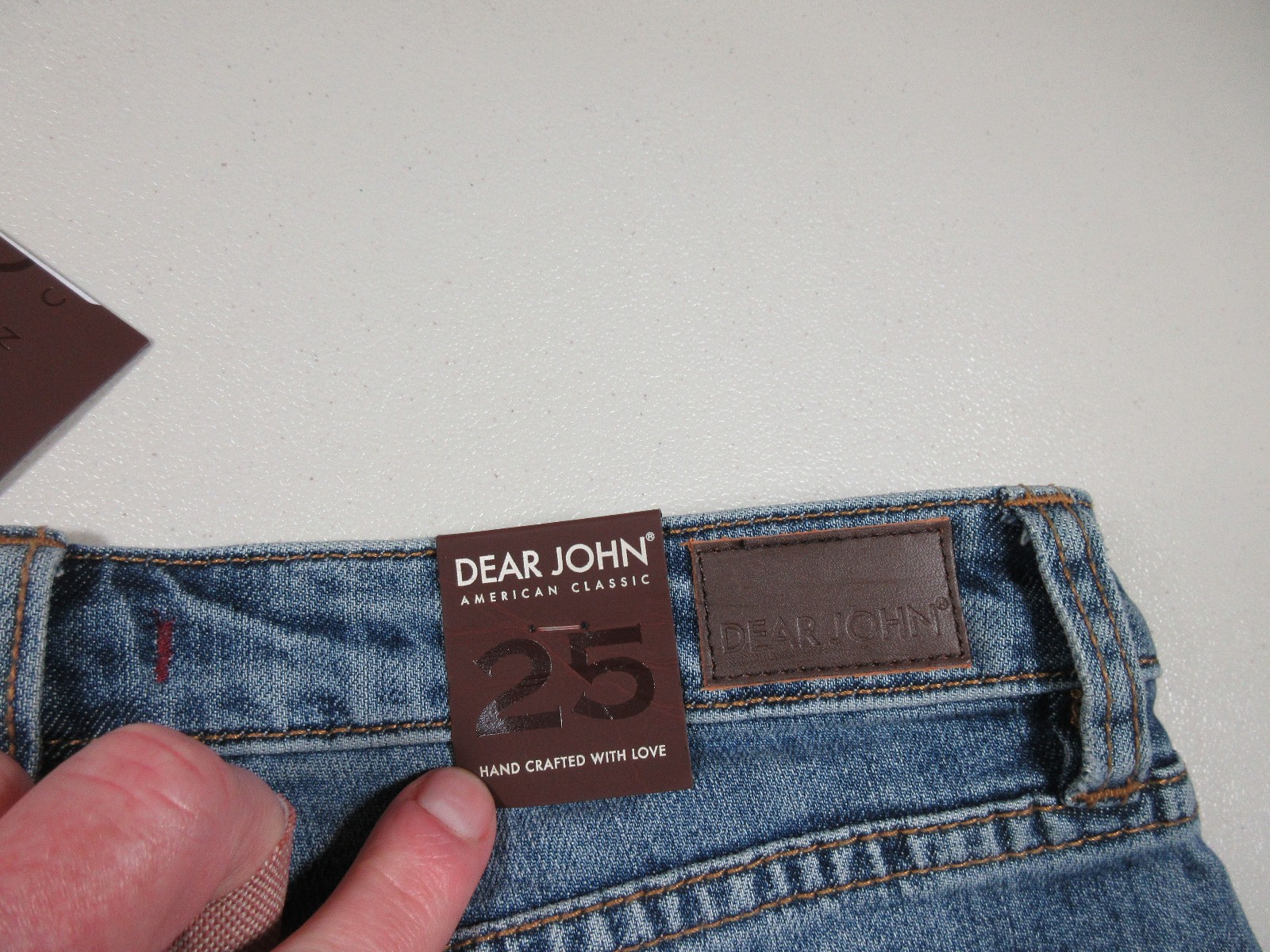 Dear John womens medium wash rips Playback straight stretch jeans 25×32 NWT
