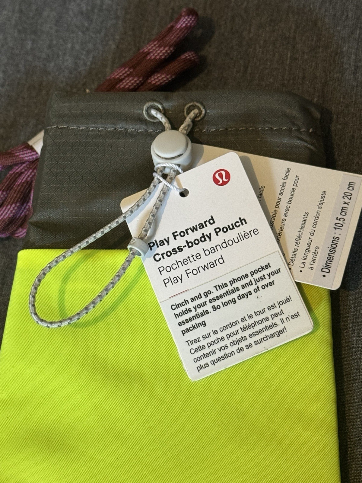Lululemon Play Forward Crossbody Pouch Bag OS Gray Lime Green