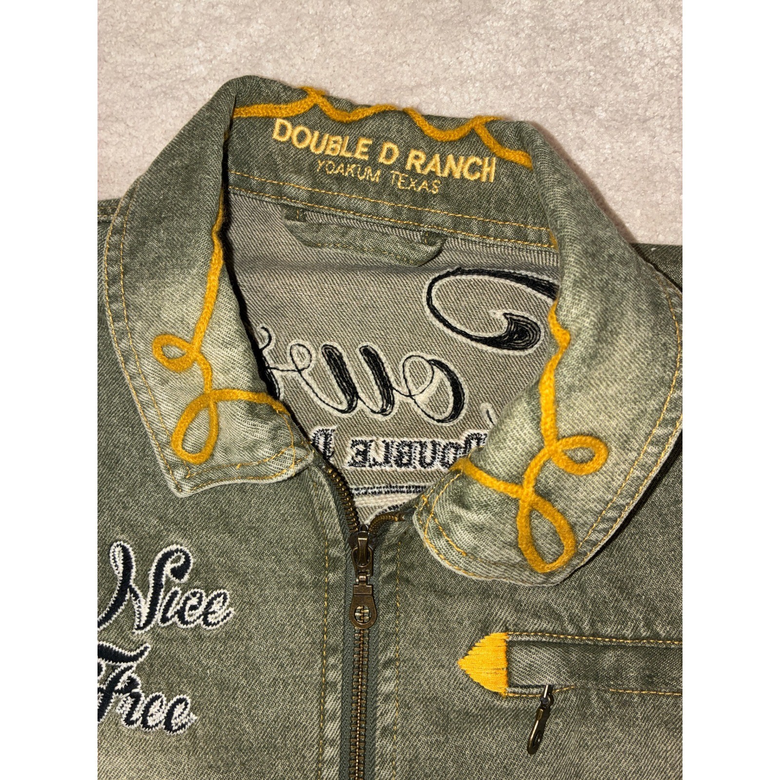 Double D Ranch Green Jacket – S – Embroidered Cowboy Western Boho Americana