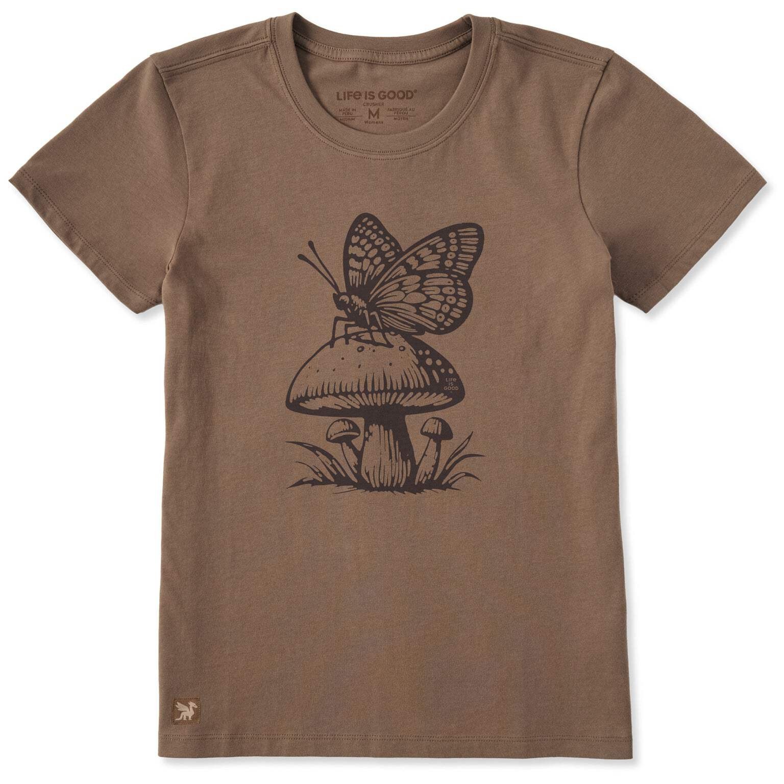 Life is Good 153538 – Women’s Mushy Butterfly Short Sleeve Crusher Tee – Mushroo