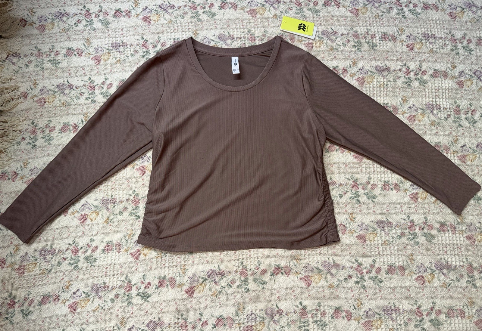 All In Motion Ruched Super Soft Long Sleeve Taupe Shirt