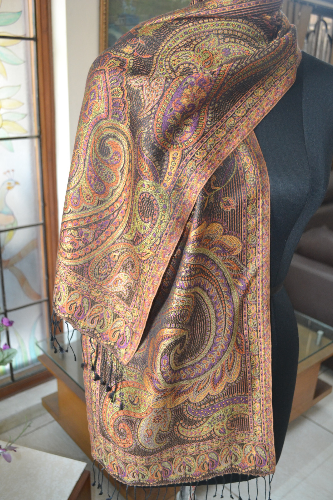 EXQUISITE IRIDESCENT SILK PASHMINA JAMAVAR SCARF JAMAVAR CHALE ~16 DESIGN STOCK