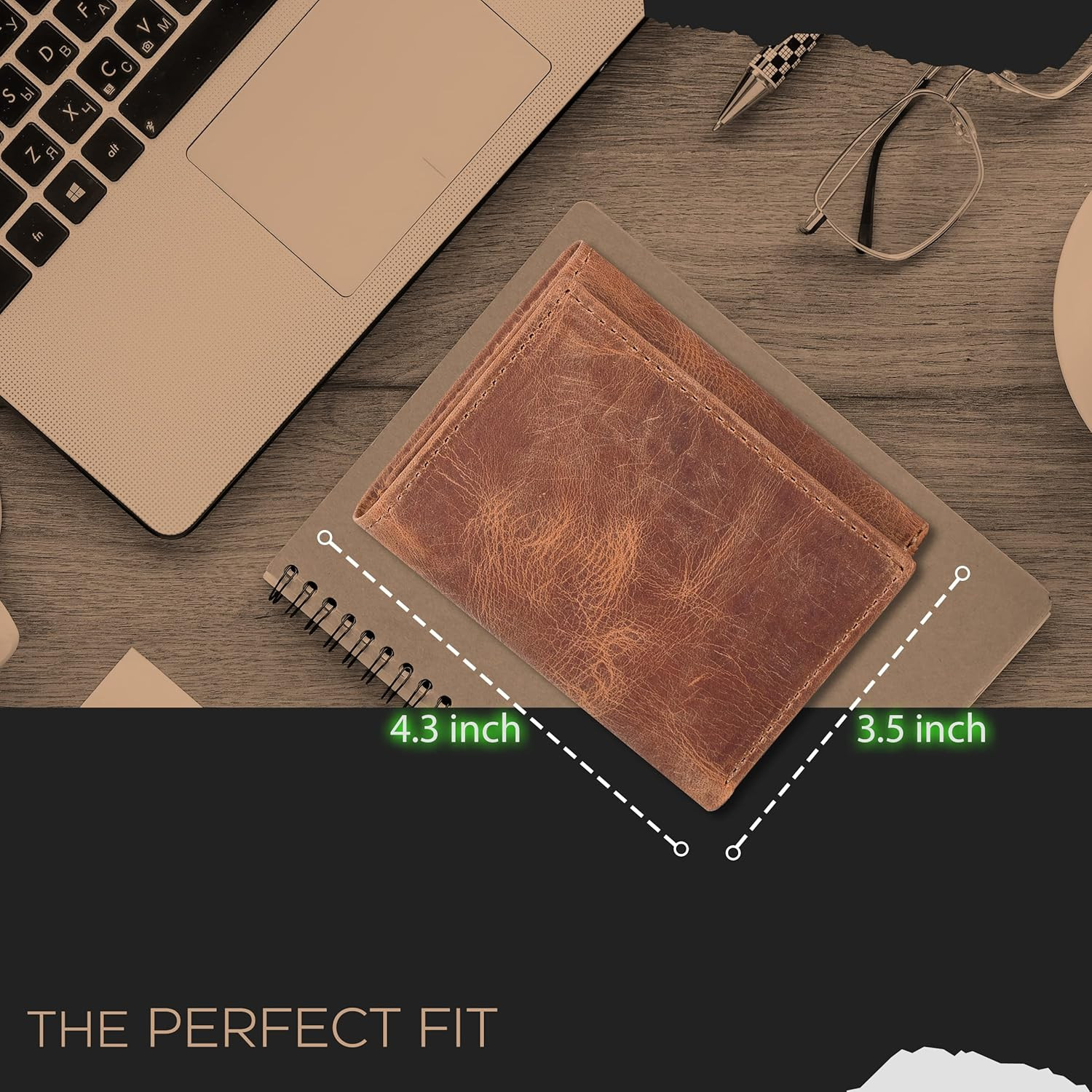 Tri Fold Leather Wallet for Men with RFID | Slim Wallets for Men with 1 ID and 6