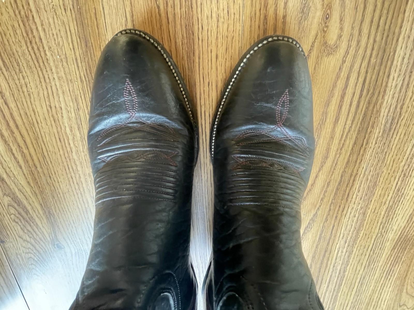 Vintage J. Chisholm Cowboy Boots 10D Black Leather