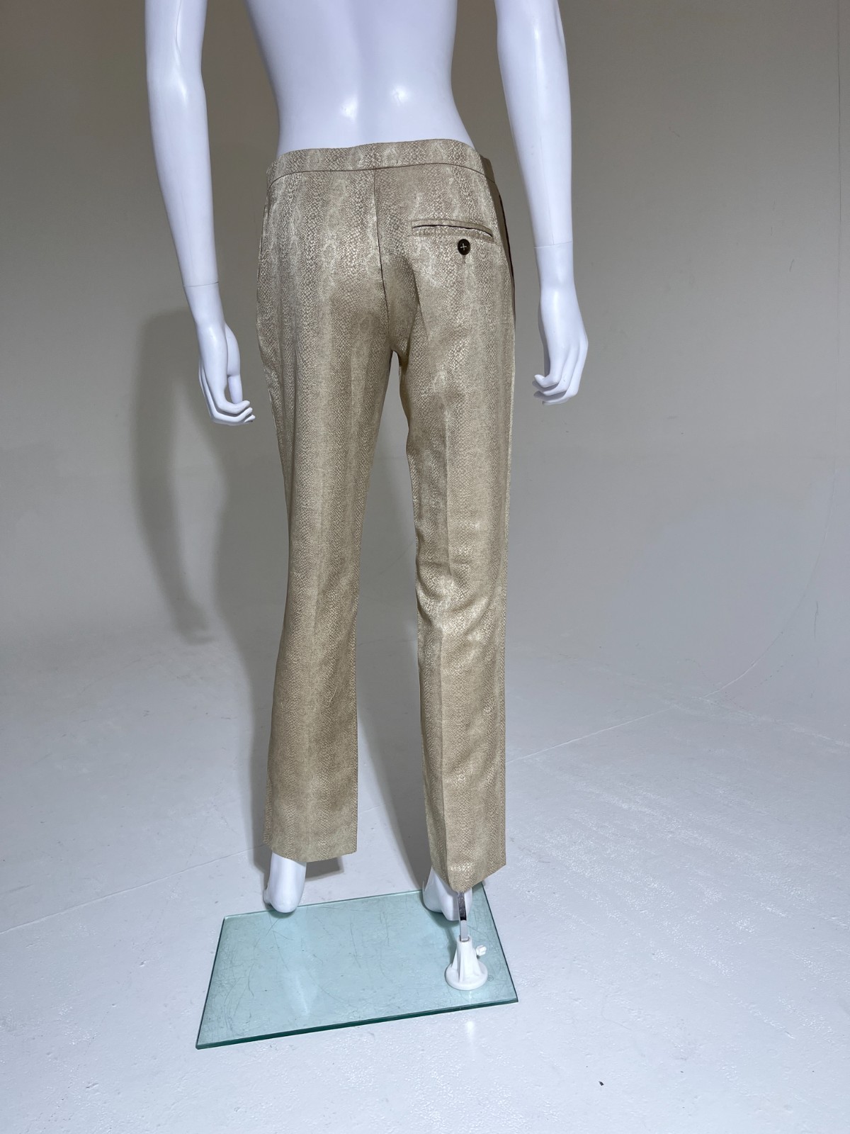 Roberto Cavalli Y2K Snake Effect Shimmer Beige Pants IT42