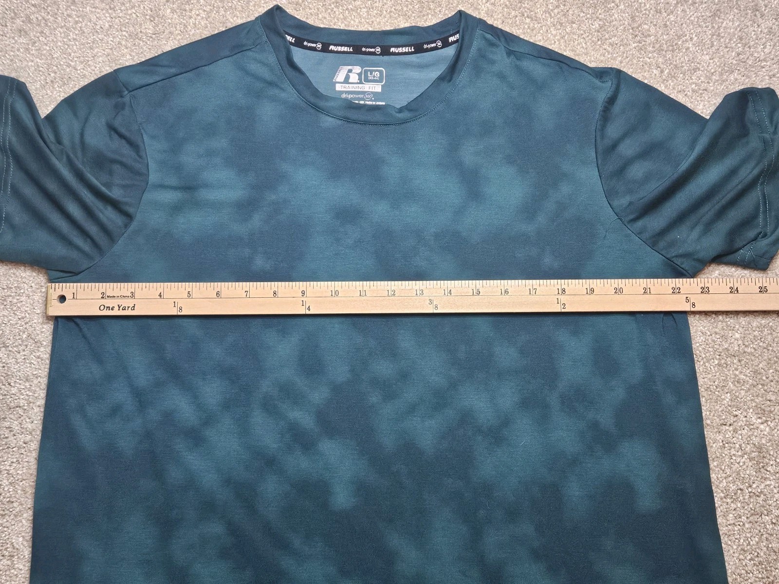 Russell Athletic Dri Power 360 Mens Large Green Cloud Tie Dye Performance Shirt