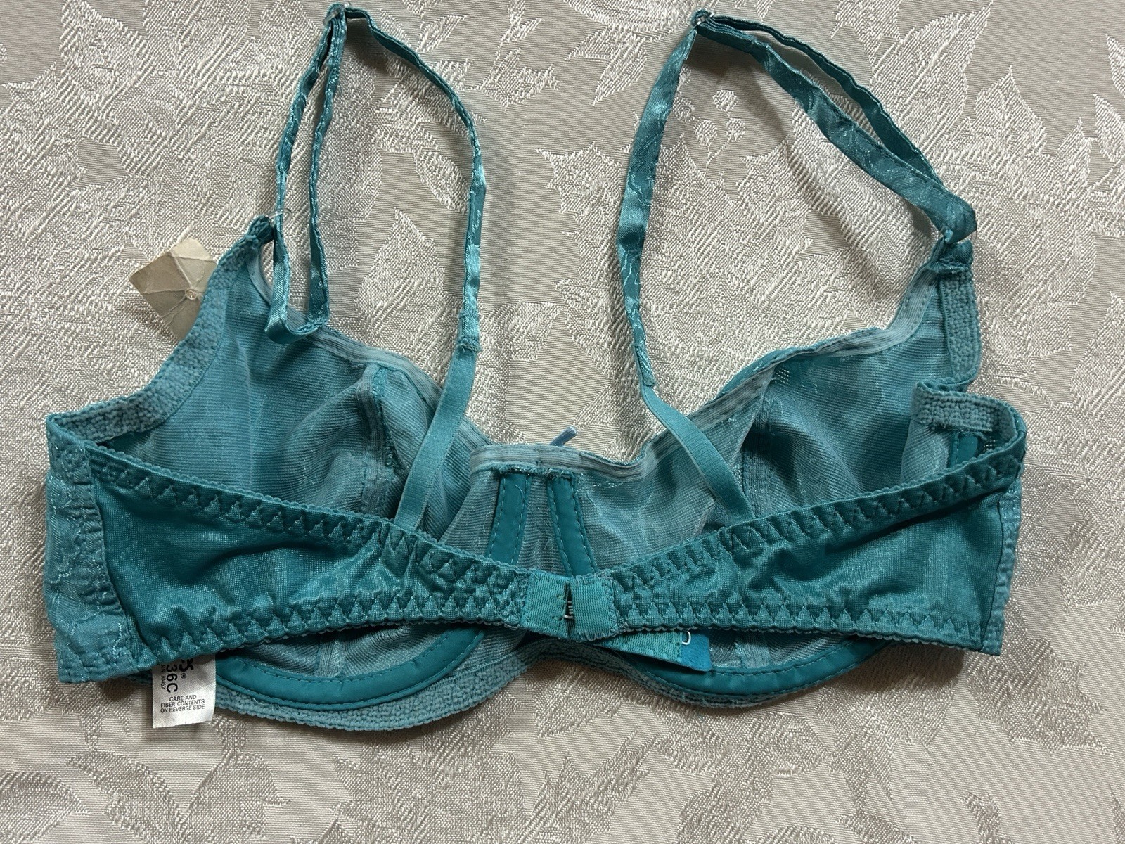 NWT Vtg NO EXCUSES Floral Shiny Satin 36C Bra Sz 7 Hi-Cut Panties Set