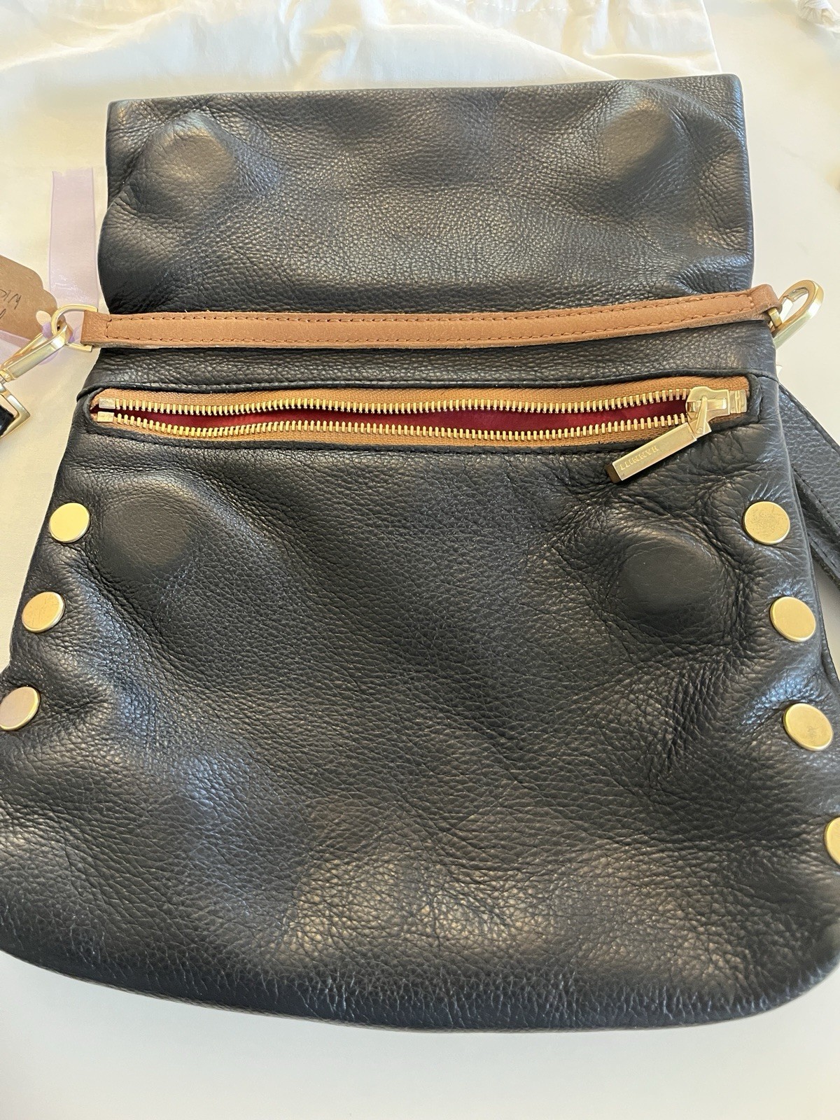 Hammitt Leather VIP ClutchCrossbody Black Leather With Red Suede Int. 10x2x8 &12