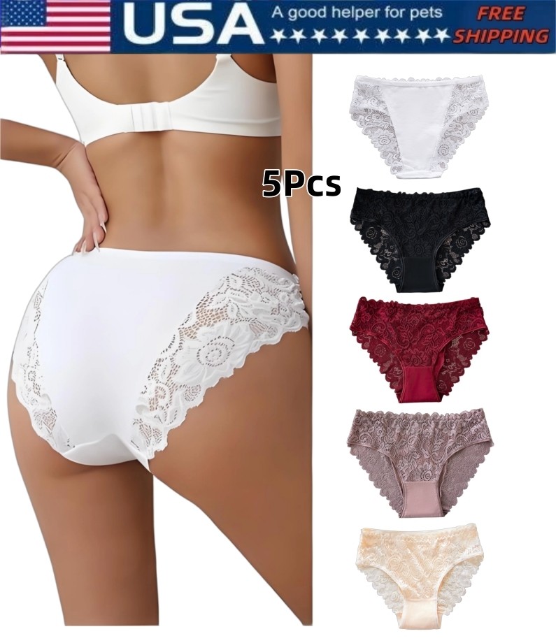 5Pcs Women’s Comfort Lace Briefs Breathable Panties S-XXL
