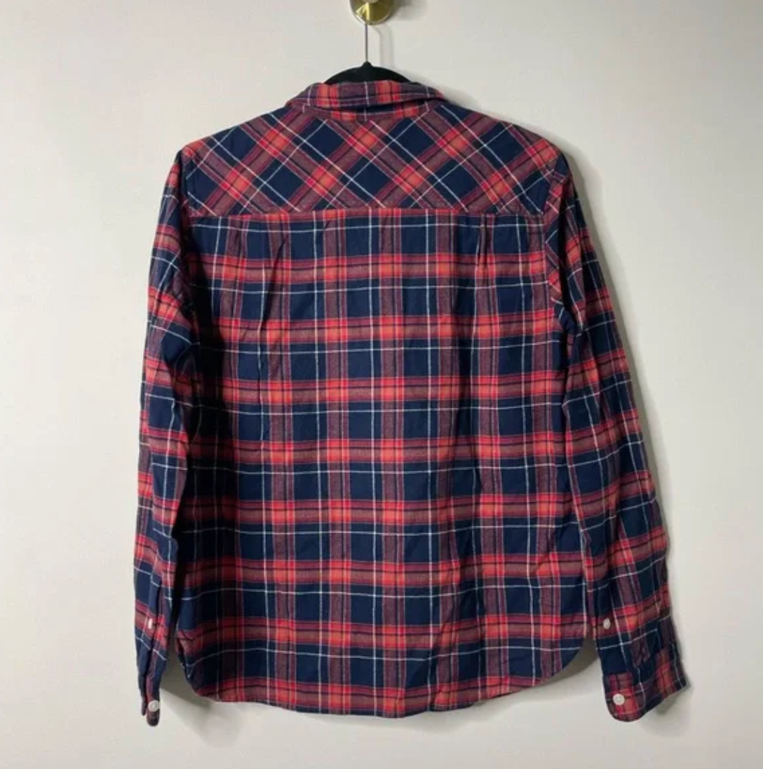 J. Crew Red/Blue Plaid 1/2 Zip Pullover Small