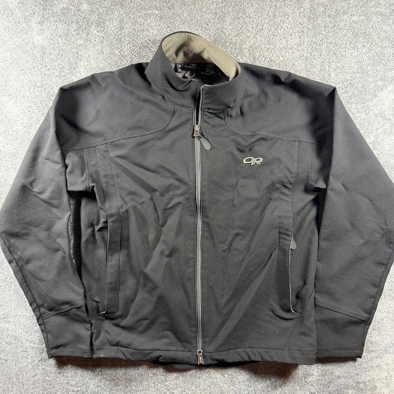 Outdoor Research Jacket Mens Medium Black Full Zip Transfer Soft Shell Hiking