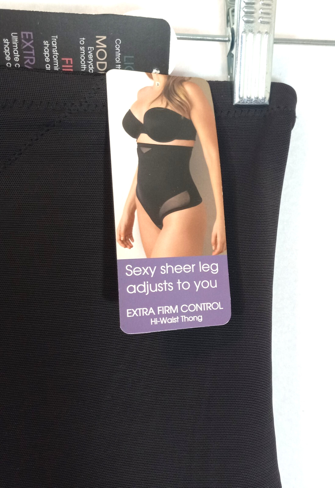 TC Fine Intimates Hi-Waist Thong Shapewear Medium Black Sheer NEW