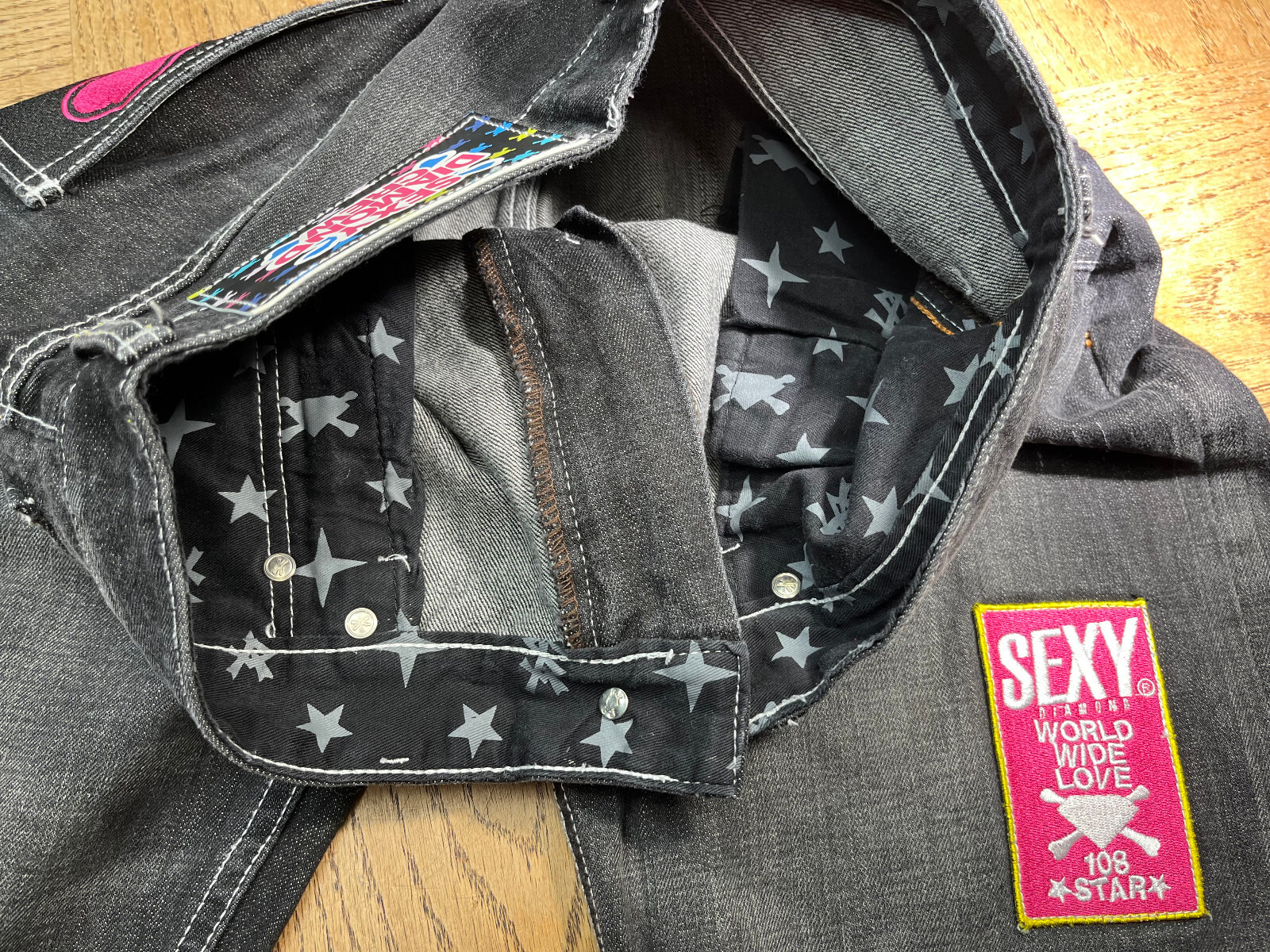 Sexy Diamond Selvedge Denim Vintage 30 x 32 Japanese Street Wear Patches