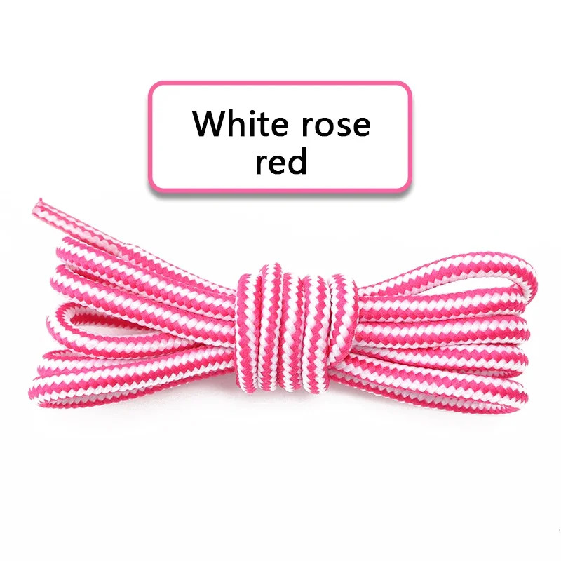 1 Pair Round Cotton Shoe Laces Striped Double Color Shoelaces Outdoor Boots and