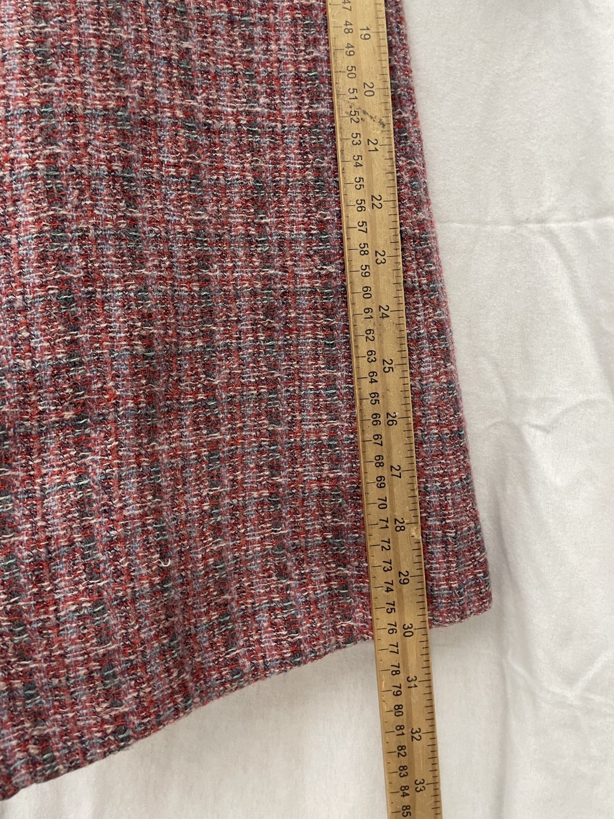 Harvé Benard Women’s 100% Wool Red Gray Plaid Long Coat Jacket Size 12