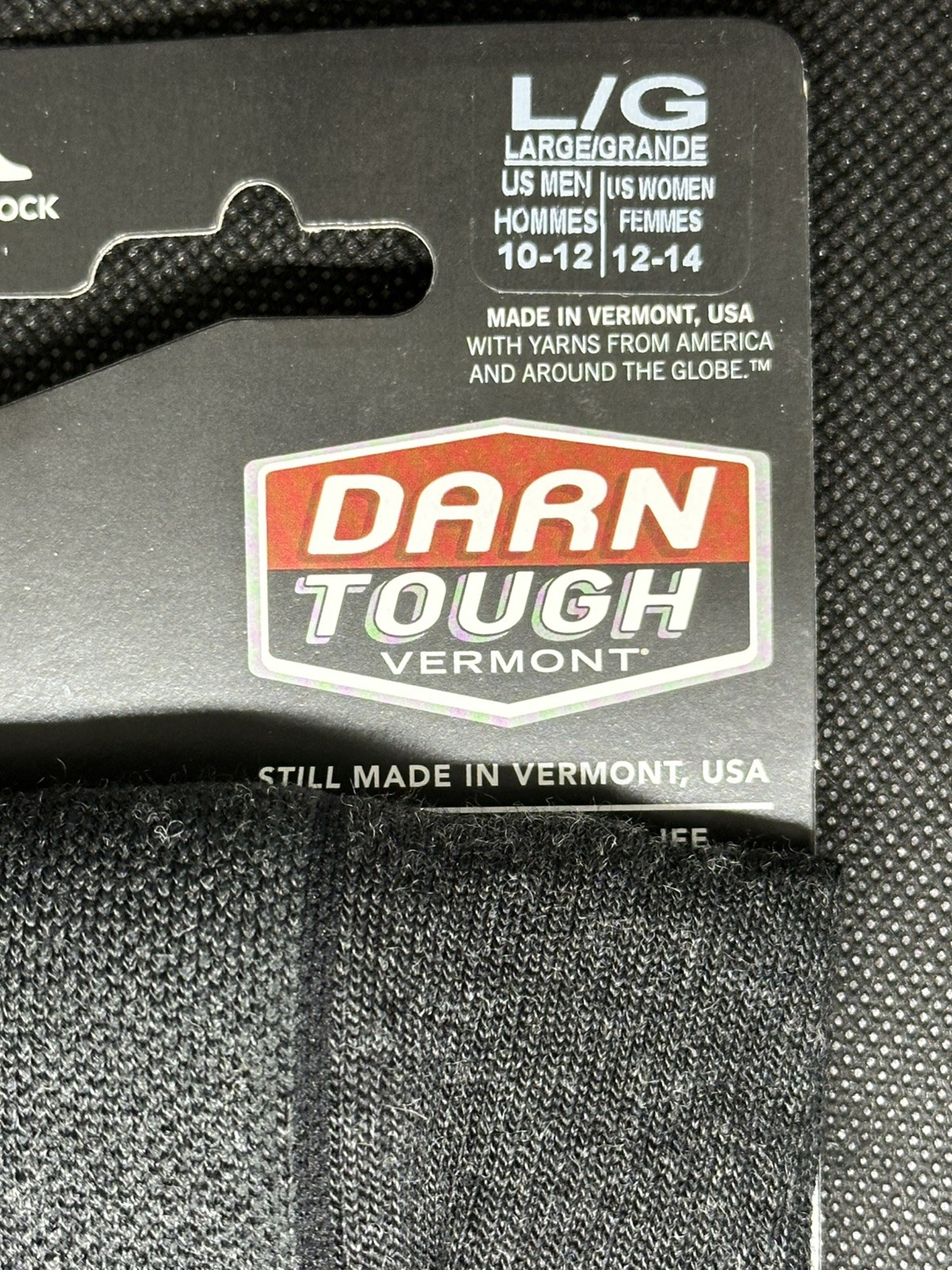DARN TOUGH style 1959 Black Hiker/Trek 1/4 mid weight hiking socks. Large