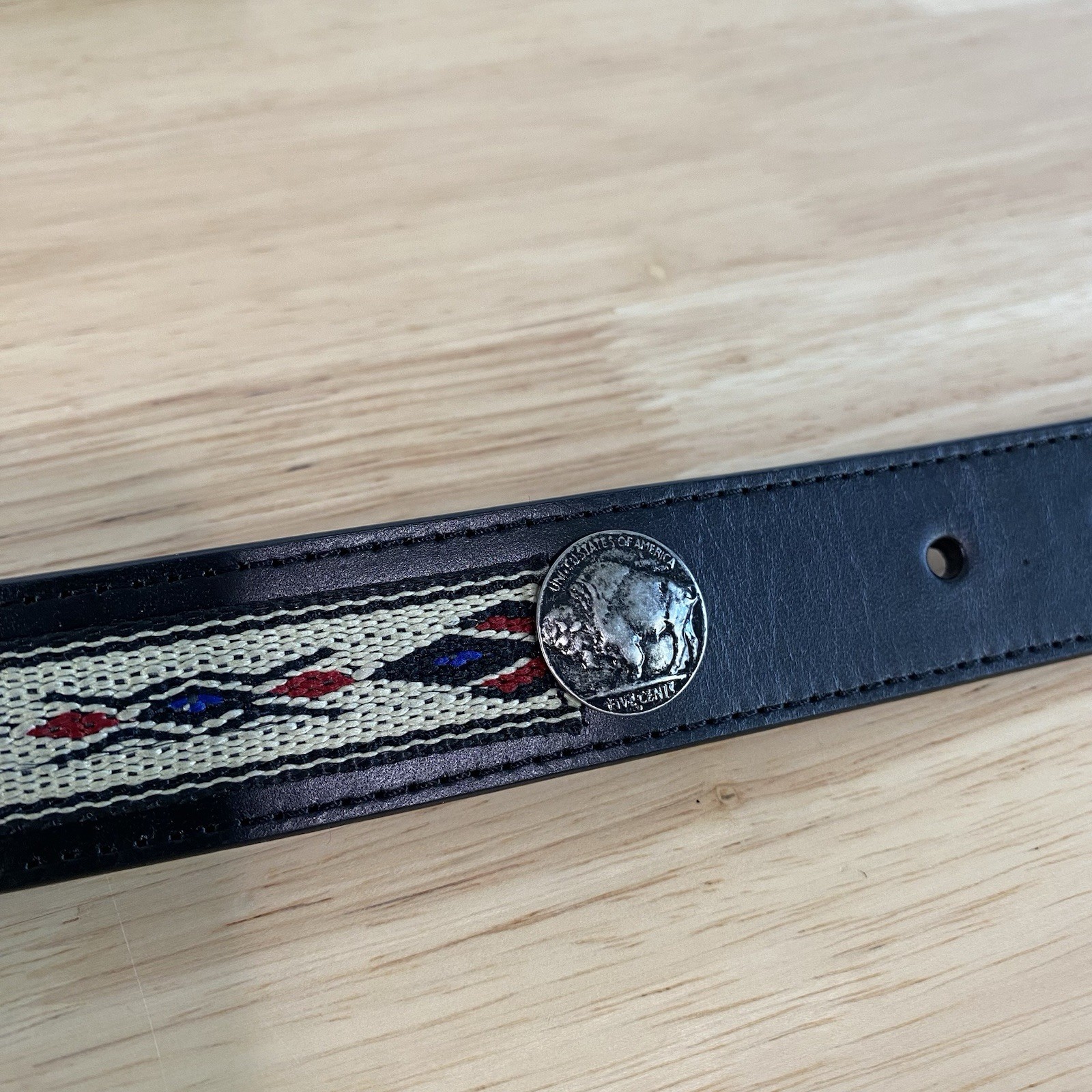 Wrangler Belt Women’s Size Large Leather Aztec Boho Western Genuine Leather NWT