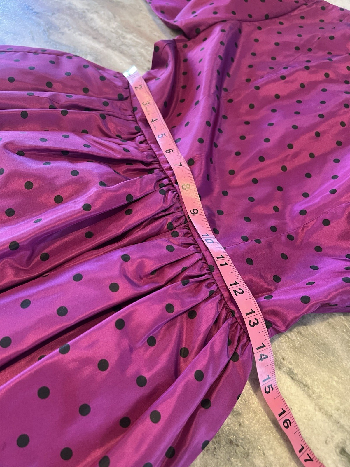 VTG 80s Willi Smith WilliWear 6 Taffeta Dress Purple Black Polkadots Pouf Skirt