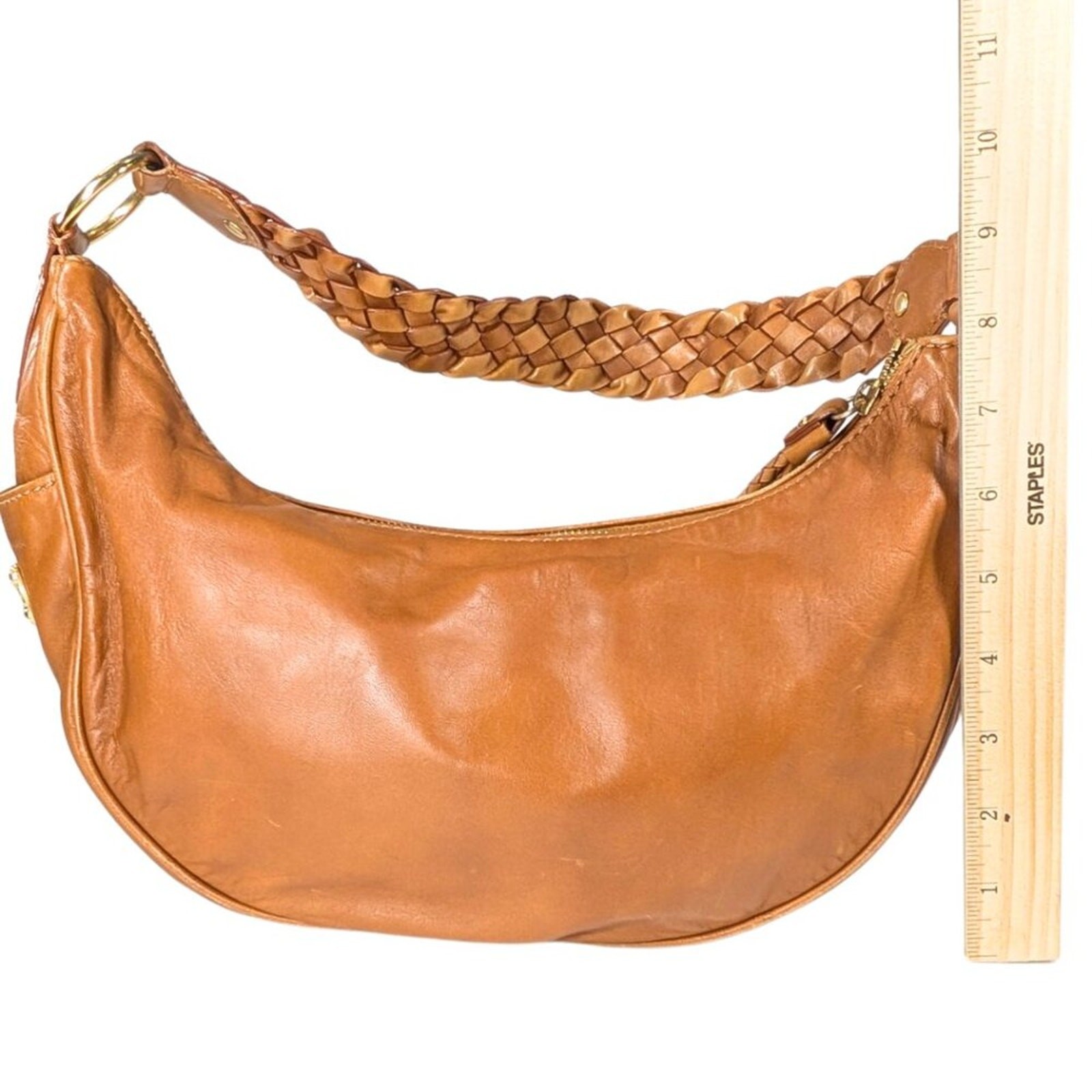 Michael Kors Nolita Tan Leather Braided Hobo Zip Boho Festival Shoulder Bag