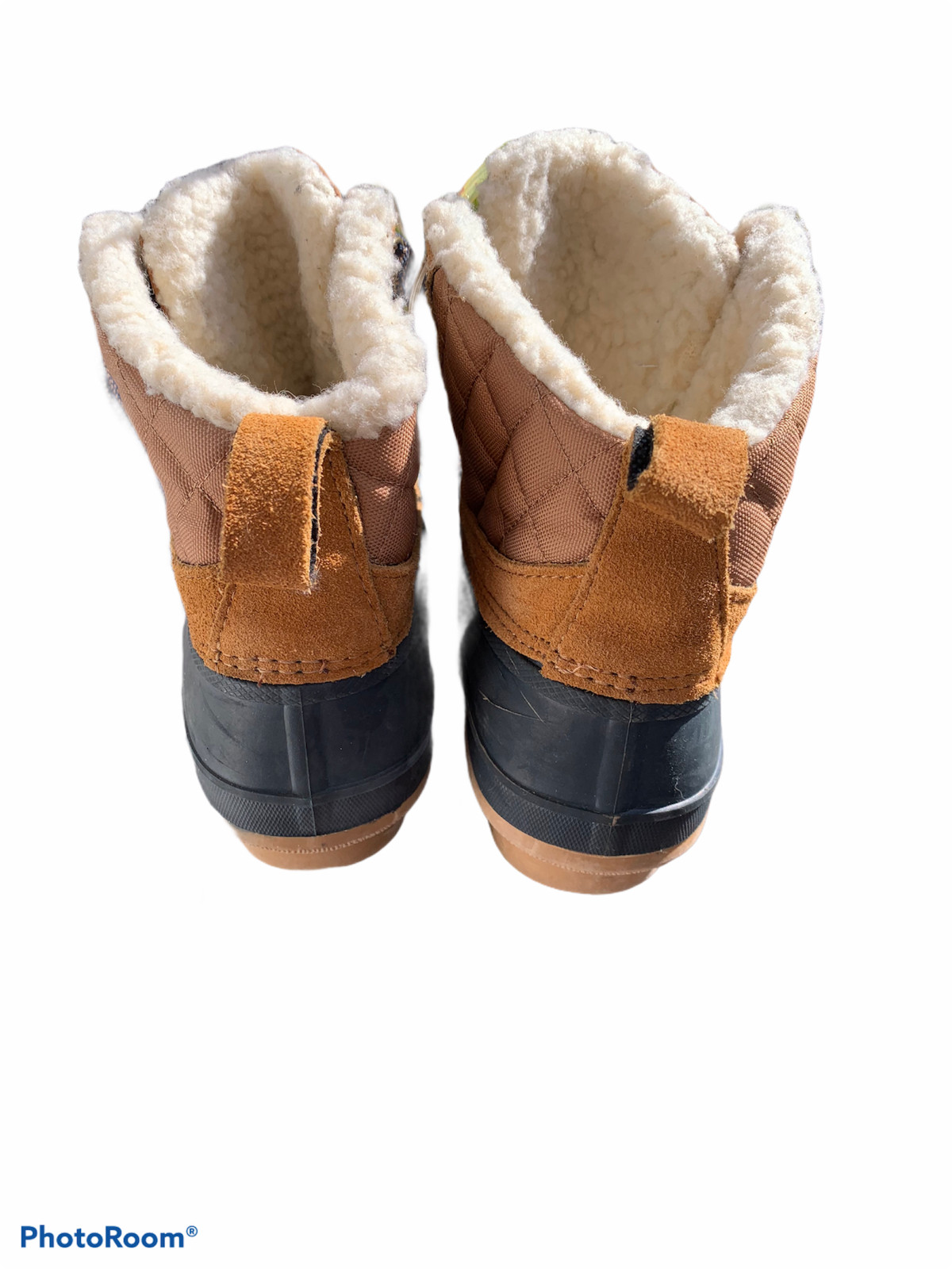 KHOMBU Size 6 Blue and Tan Duck Boots Leather and Man Made Lace Up