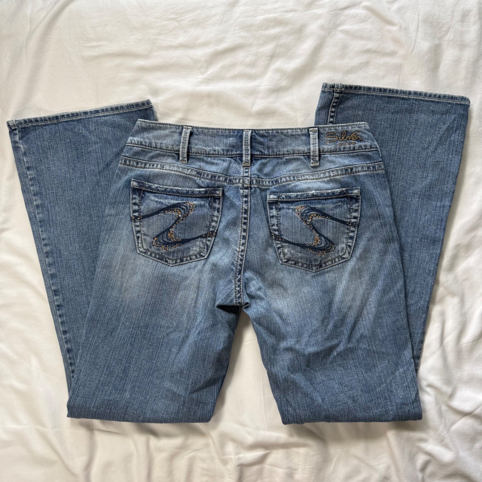 Silver Jeans Suki Mid Rise Bootcut Jeans Medium Wash Blue 30×32 Y2K Summer Party