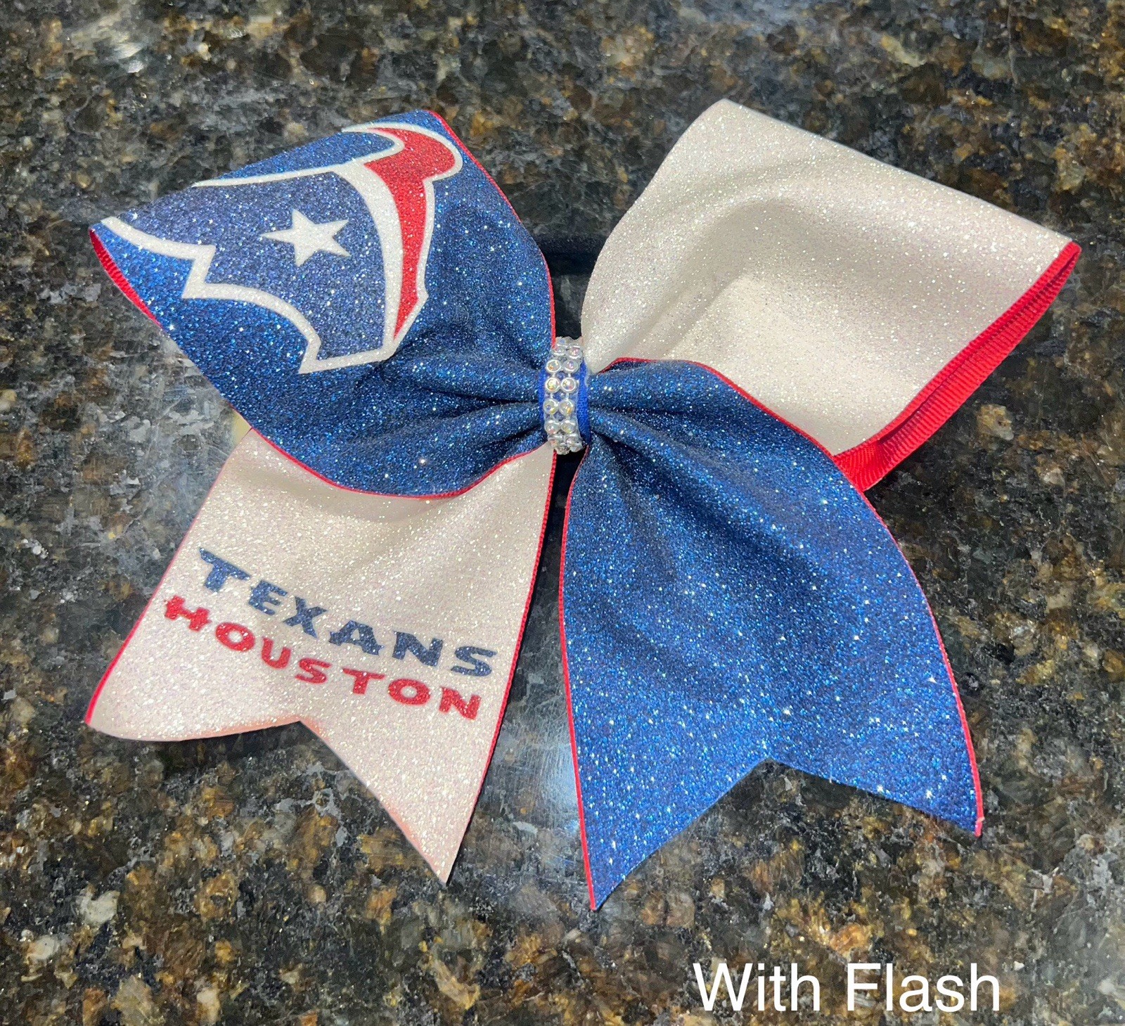 Houston Texans Hair Bow With Logo Glitter Sparkle Football Cheer