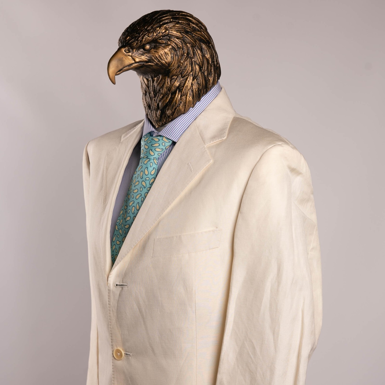 NWT $1750 LARDINI Linen and Silk Semi-Lined Sport Coat Ivory 42US/52IT