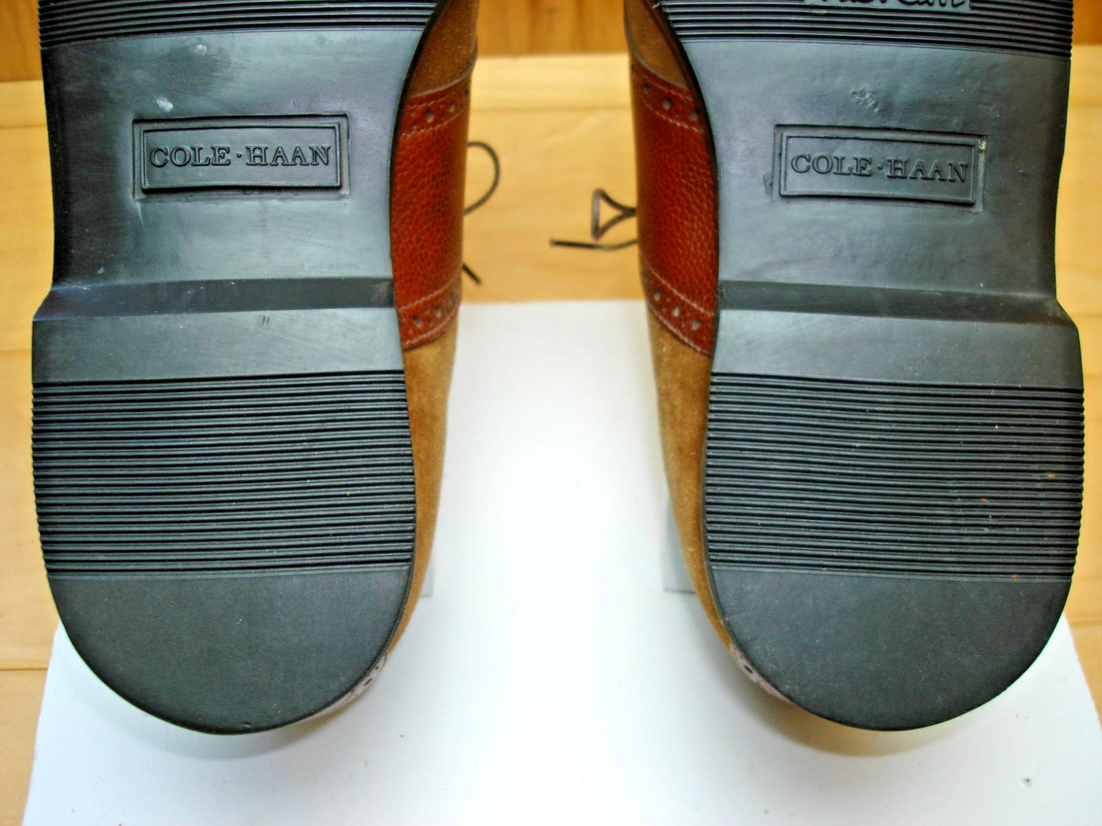 Men’s 8.5 D COLE HAAN Brown Suede Leather Saddle Oxford Shoes US MADE Vibram