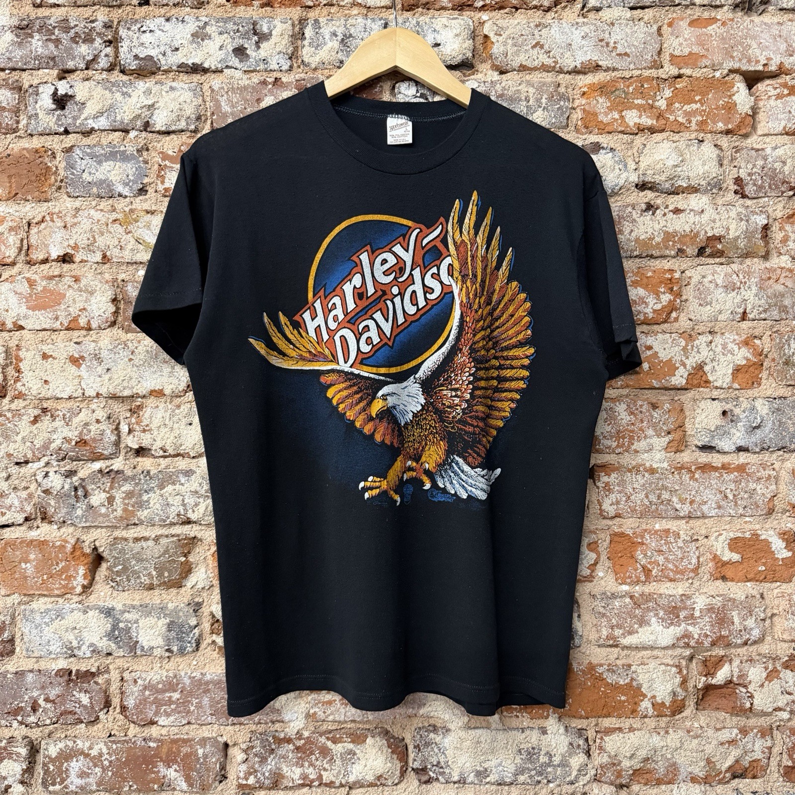 Vintage 80’s Harley Davidson Bald Eagle Logo Adamecs Florida Single Stitch L