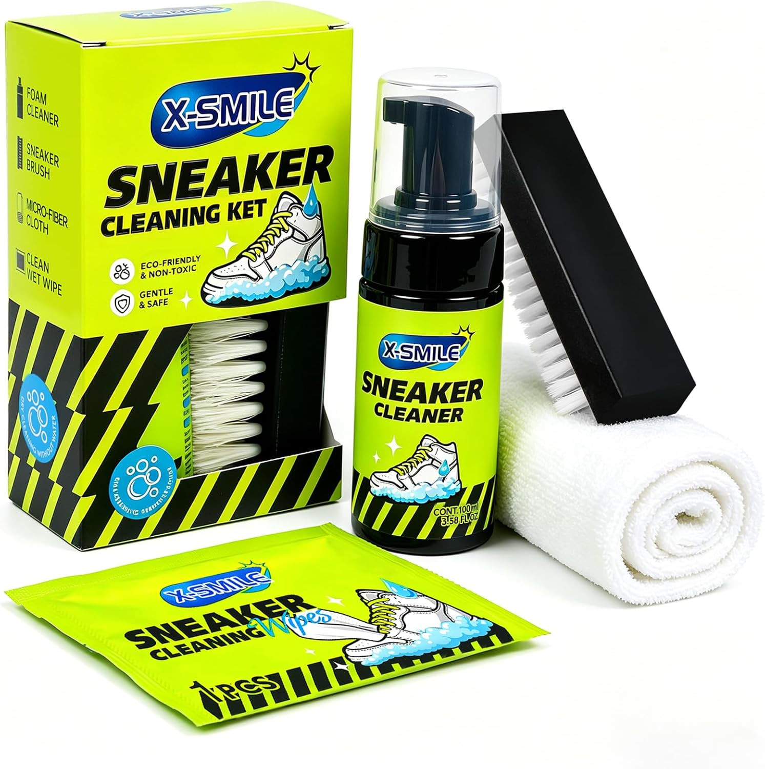 Sneaker Cleaning Kit, Foam Cleaner for White Shoes, PU & Synthetic, Canvas, Mesh