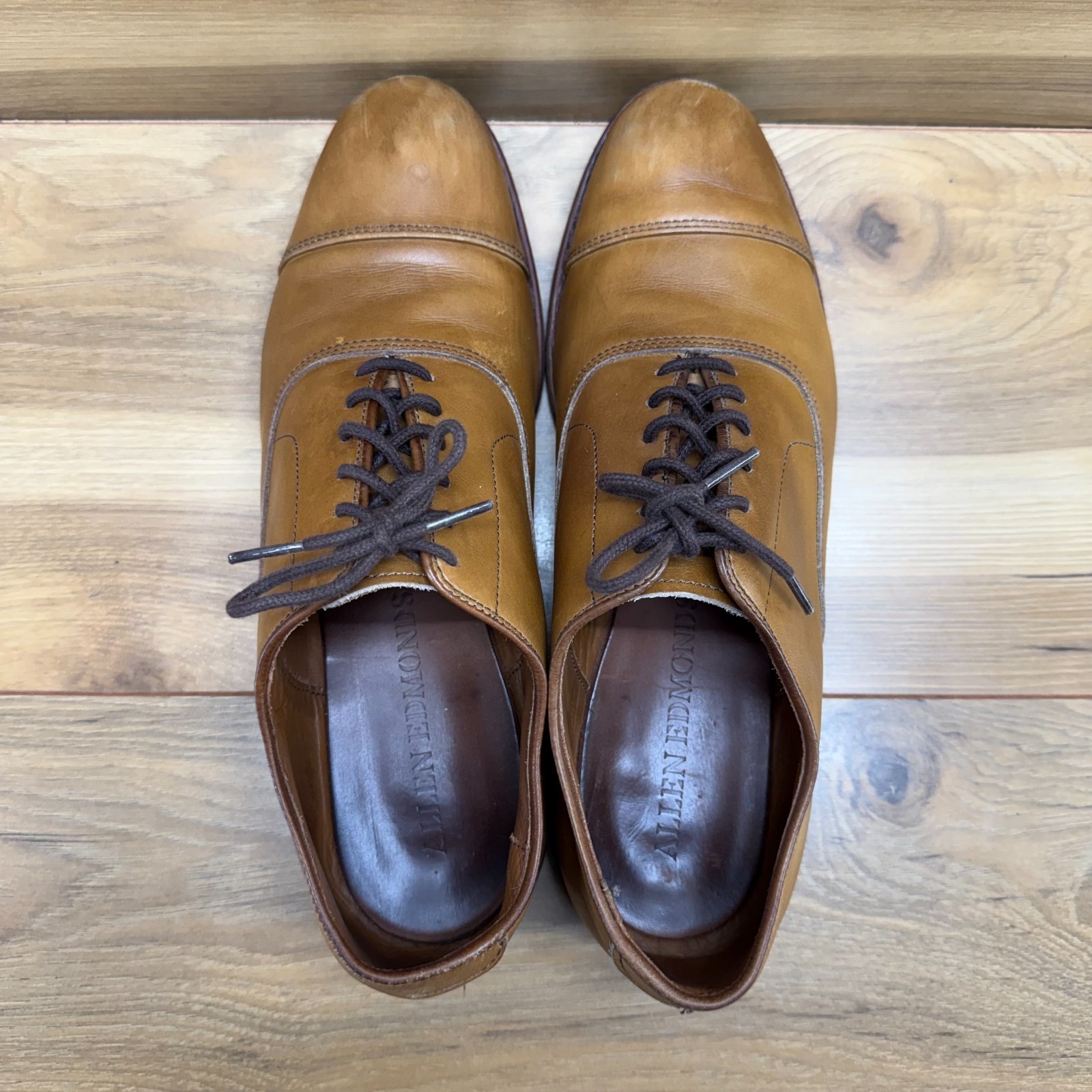 Allen Edmonds Park Avenue Walnut Oxfords Mens 7.5 E Walnut Leather Cap Toe Bench