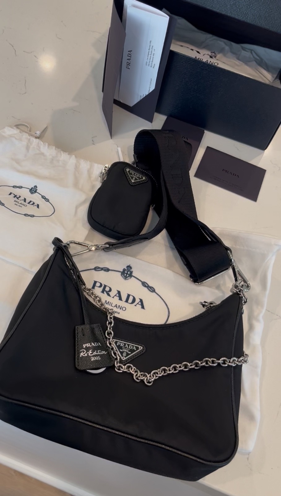 AUTHENTIC PRADA Re-Edition 2005 Nylon Shoulder Bag/Crossbody in Black