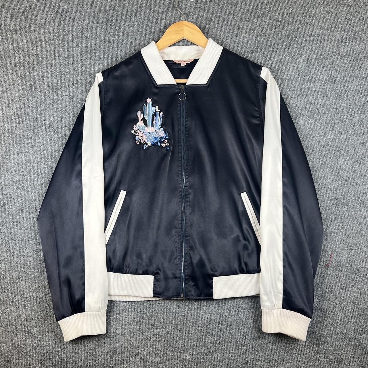 Y2K Juicy Couture Dark Blue White Track Jacket Desert Chic Cactus Flowers L
