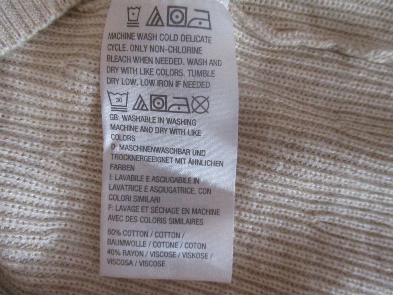 Isaac Mizrahi Shaker Stitch Sweater Beige Large Pull On A377026 Women CB13H
