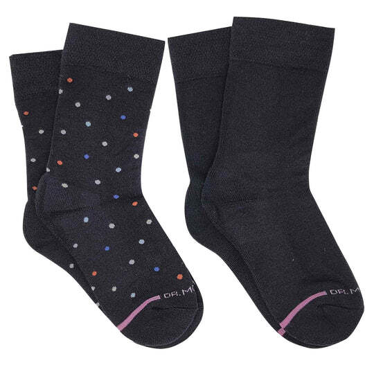 Dr Motion Womens Comfort Non-Binding Half-Cushion Crew Diabetic Socks (2 pairs)