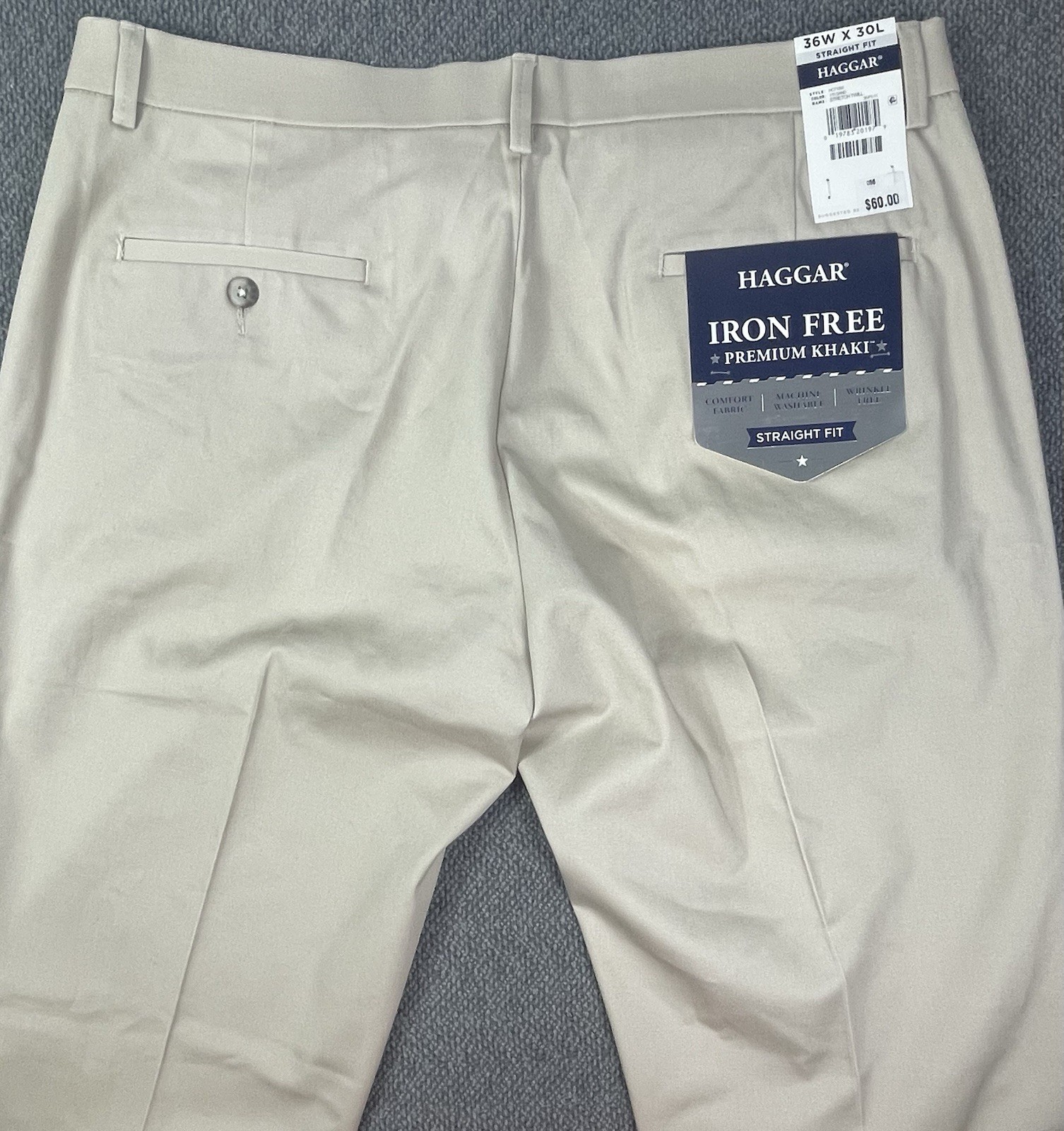 Haggar Men’s Straight Fit Iron Free Premium Khakis SAND 36×30 True To Size NWT