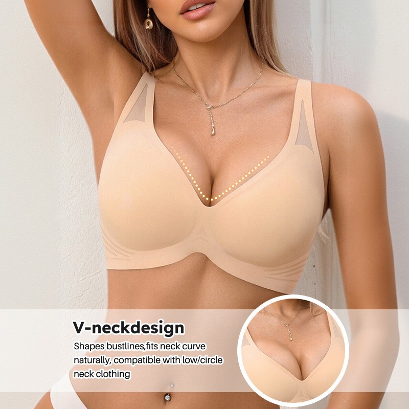 Women Seamless Bra Soft Support Lift Gather Anti-Sagging Side Control