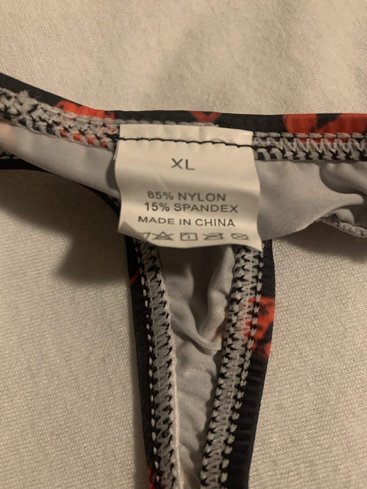 Mens Kiss Pattern Black Thong. Size XL (See Details)