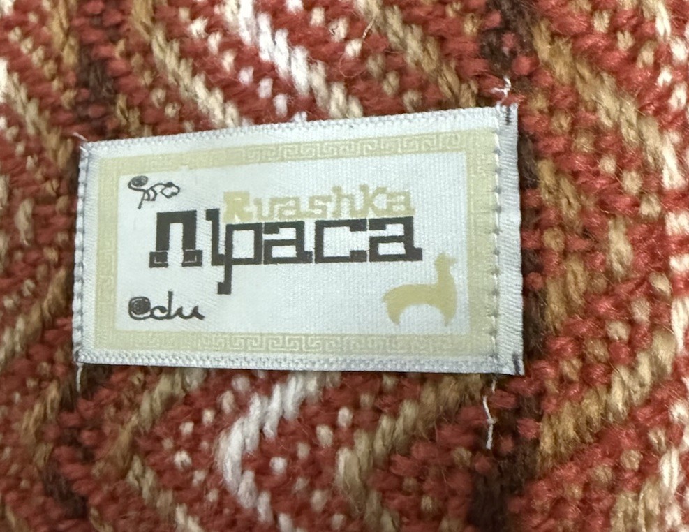 Ruashka Alpaca Scarf Aztec Diamond Design Made In Peru 9 x 64 Inches Fringe Soft