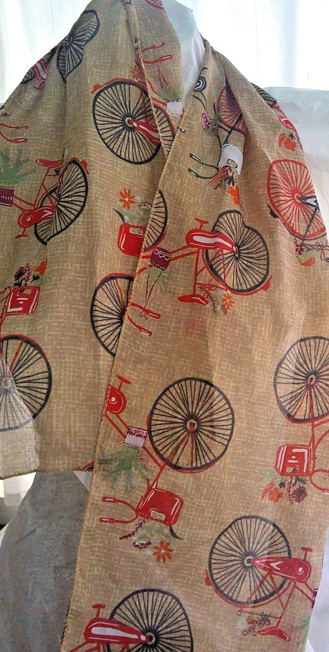 Juncture Bicycle Scarf Multicolored 100% Polyester 60 x 11 Inches New